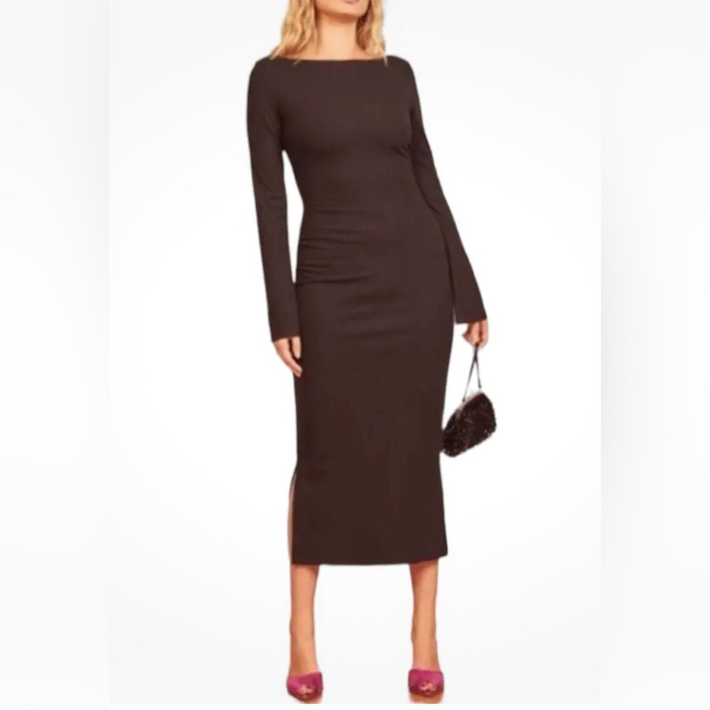 Reformation Black Long Sleeve Dress